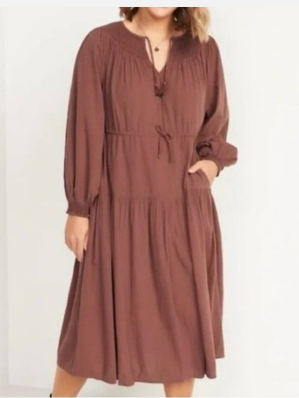 Old Navy Women's  Layer Midi Dress in  Brown Size XXL
